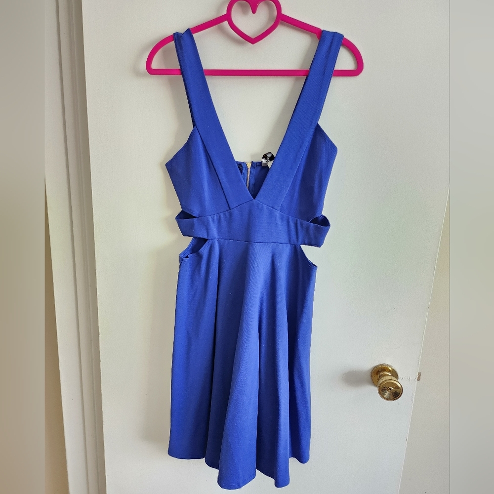 NWOT Nasty Gal Uptown USA Blue bandage dress cutouts Bodycon Clubbing Night Out